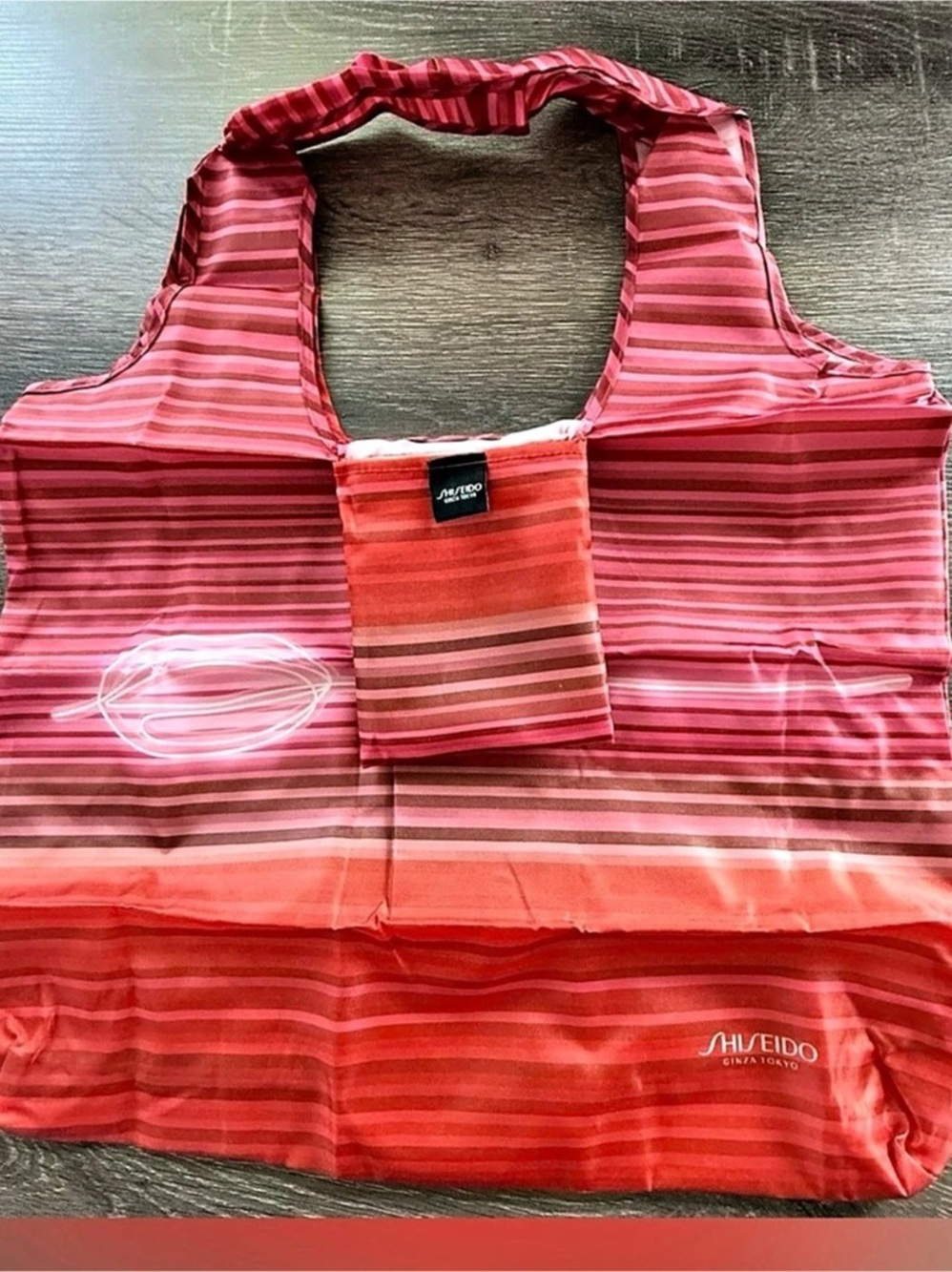 Shiseido Striped Tote in Pink & Red